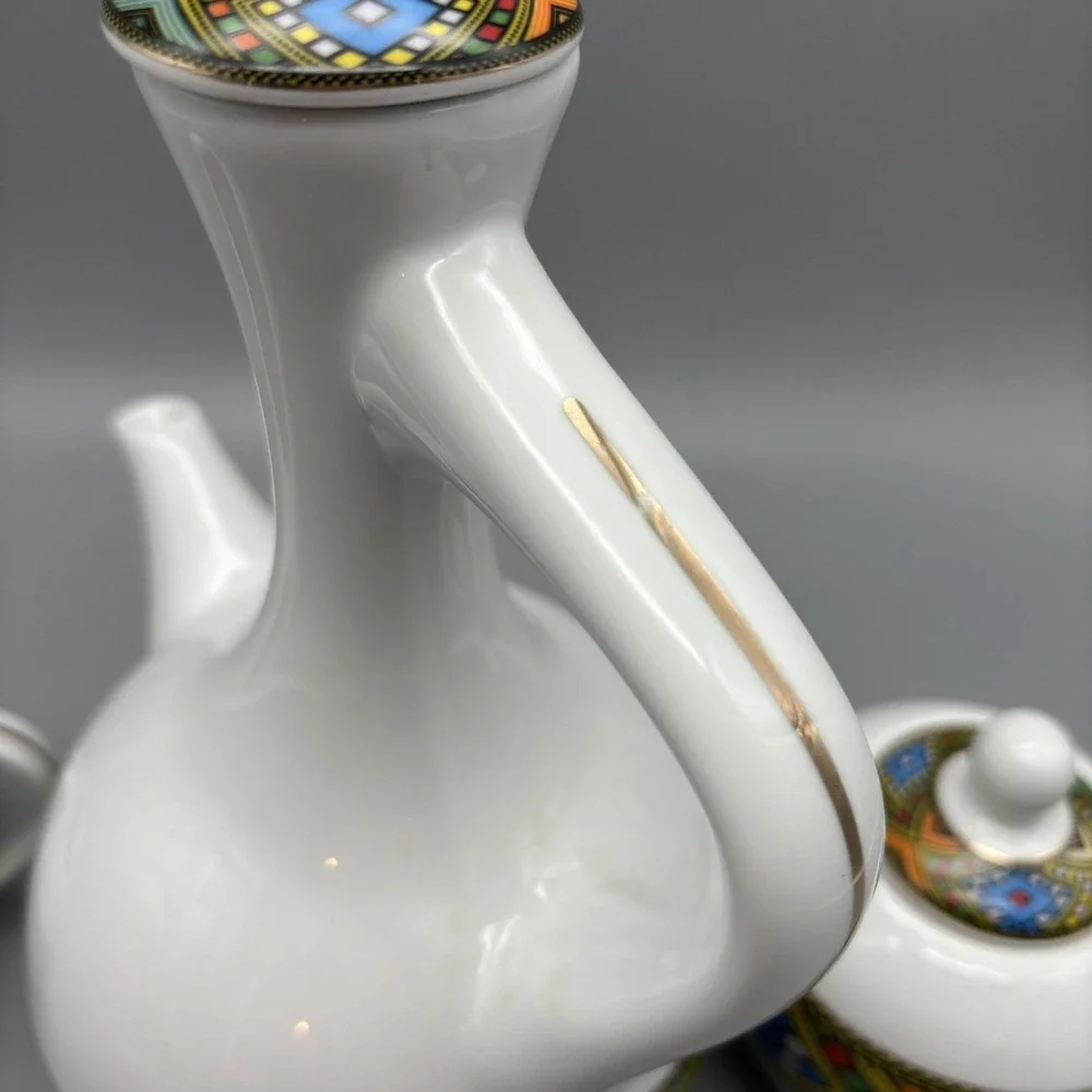 Ethiopian Coffee / Tea Pot Set Fine Porcelain Creamer And‎ Sugar
